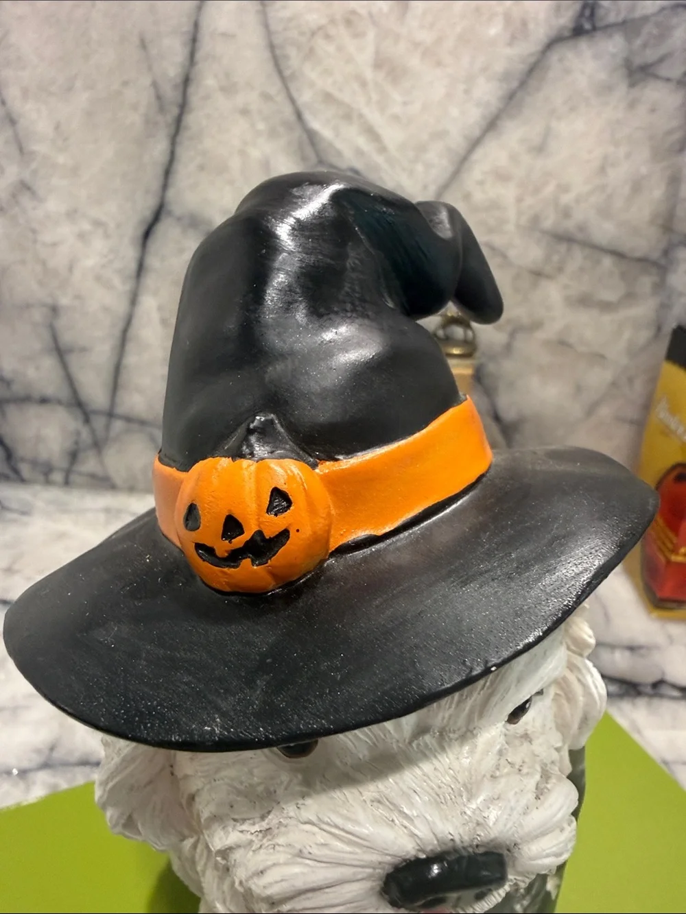 Halloween Puppy Figurine (Maltese or Shitzu) with Witch Hat - NWT 10inches tall